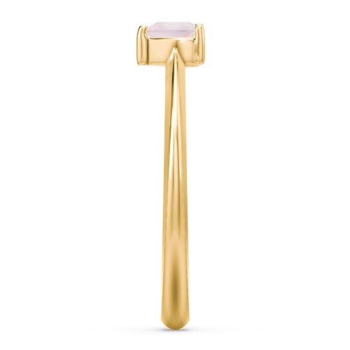 Solitaire Heart Gemstone Ring with Tapered Knife Edge Band – 18K Gold Plated Silver with Opal