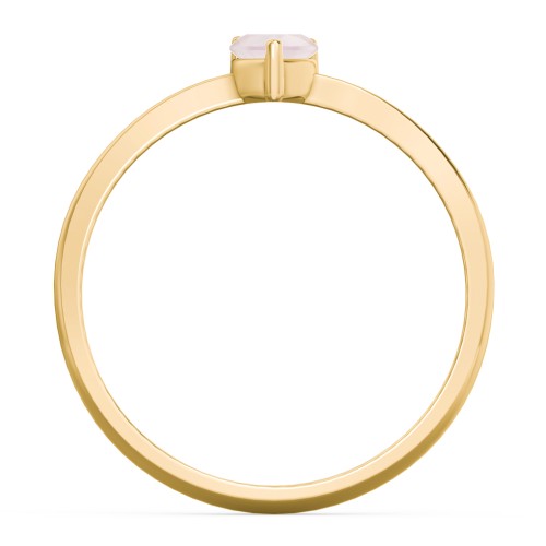 Solitaire Heart Gemstone Ring with Tapered Knife Edge Band – 18K Gold Plated Silver with Opal