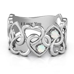 Your Heart and Mine Ring in 925 Sterling Silver with Opal