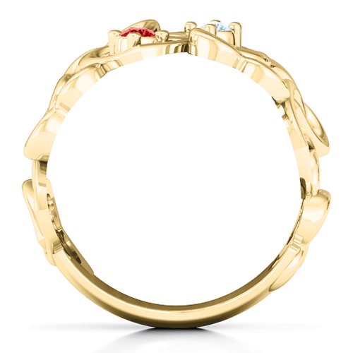 Your Heart and Mine Ring – 9kt Yellow Gold with Garnet and Aquamarine