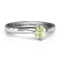 Classic Round Solitaire Ring in 925 Sterling Silver with Peridot