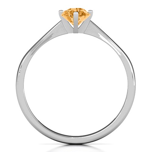 Classic Round Solitaire Ring – Sterling Silver with Citrine