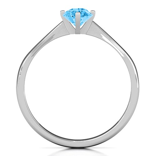 Classic Round Solitaire Ring – Sterling Silver with Blue Topaz