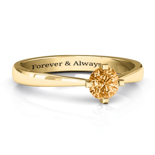 Classic Round Solitaire Ring – 9kt Yellow Gold with Citrine