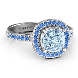 Cushion Cut Statement Ring with Halo