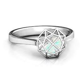 Diamond Cage Ring with Encased Heart Stones