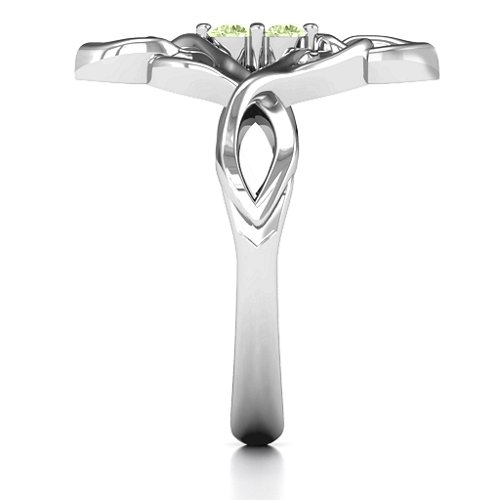 Celtic Sparkle Ring with Interwoven Infinity Band – Sterling Silver with Peridot