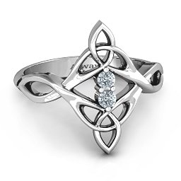 Celtic Sparkle Ring with Interwoven Infinity Band in 925 Sterling Silver with Cubic Zirconia