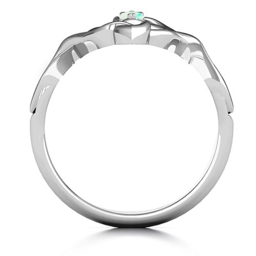 Celtic Sparkle Ring with Interwoven Infinity Band – Sterling Silver with Opal