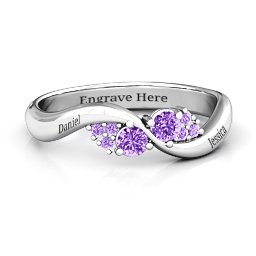 Everyday Dream Ring With Shoulder Accents in 925 Sterling Silver with Amethyst and Amethyst Premium Zirconia