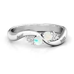 Everyday Dream Ring With Shoulder Accents in 925 Sterling Silver with Opal and White Premium Zirconia