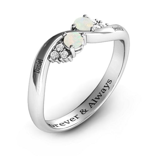 Everyday Dream Ring With Shoulder Accents – Sterling Silver with Opal and White Premium Zirconia