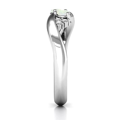 Everyday Dream Ring With Shoulder Accents – Sterling Silver with Opal and White Premium Zirconia