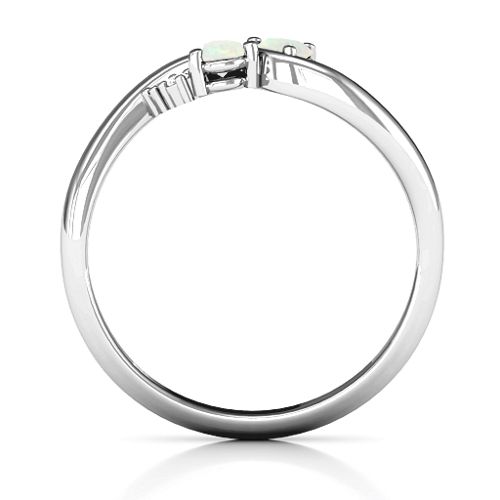 Everyday Dream Ring With Shoulder Accents – Sterling Silver with Opal and White Premium Zirconia