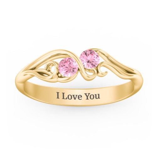 Swirl of Style Birthstone Ring – 18K Gold Plated Silver with Pink Tourmaline