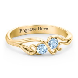 Swirl of Style Birthstone Ring in 18K Gold Plated Silver with Blue Topaz