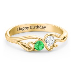 Swirl of Style Birthstone Ring in 18K Gold Plated Silver with Emerald and Cubic Zirconia