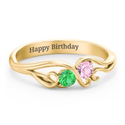Swirl of Style Birthstone Ring in 18K Gold Plated Silver with Emerald and Pink Tourmaline