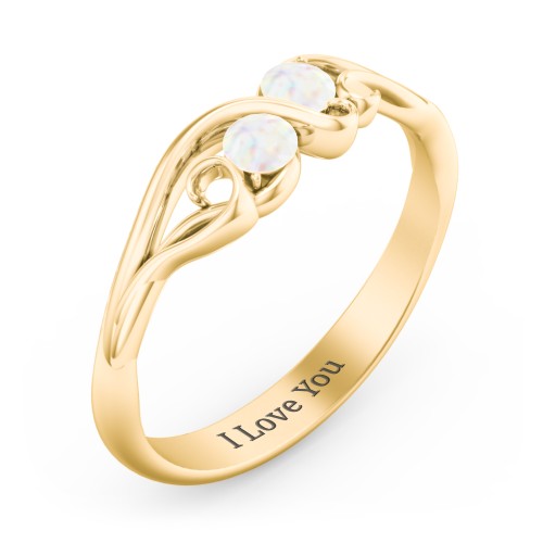 Swirl of Style Birthstone Ring – 18K Gold Plated Silver with Opal