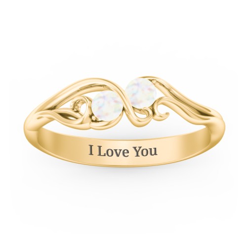 Swirl of Style Birthstone Ring – 18K Gold Plated Silver with Opal