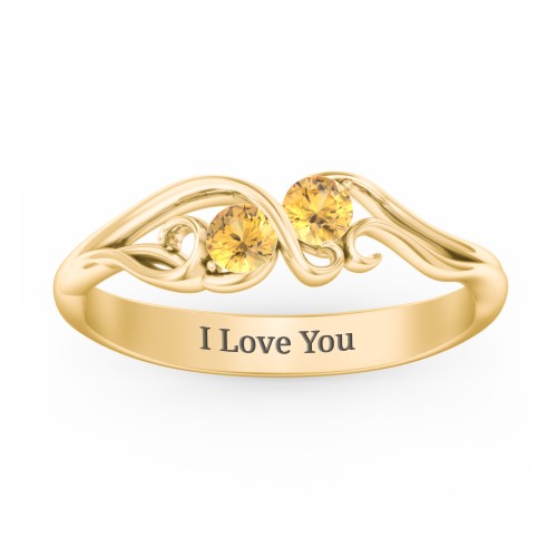 Swirl of Style Birthstone Ring – 18K Gold Plated Silver with Citrine