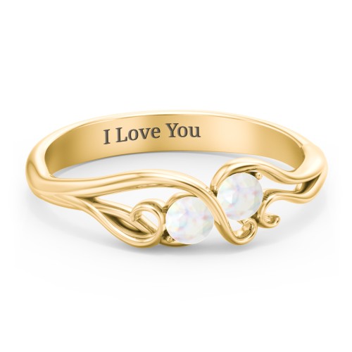 Swirl of Style Birthstone Ring – 18K Gold Plated Silver with Opal