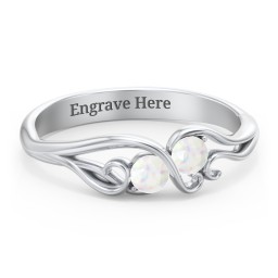 Swirl of Style Birthstone Ring in 925 Sterling Silver with Opal