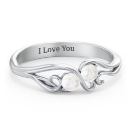 Swirl of Style Birthstone Ring in 925 Sterling Silver with Opal