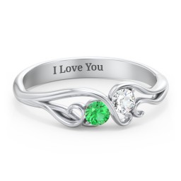 Swirl of Style Birthstone Ring in 925 Sterling Silver with Emerald and Cubic Zirconia