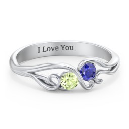 Swirl of Style Birthstone Ring in 925 Sterling Silver with Peridot and Blue Sapphire