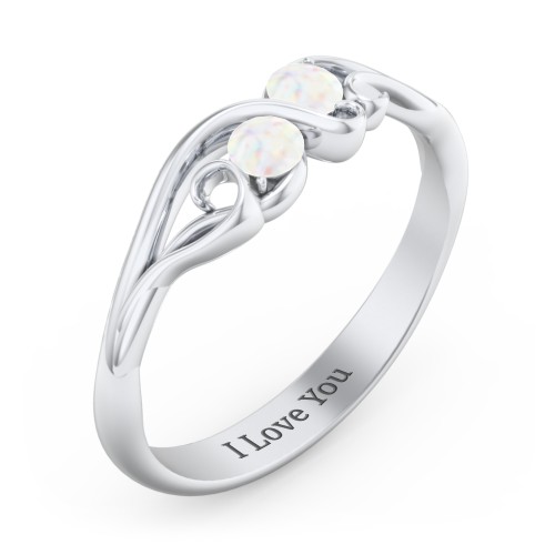 Swirl of Style Birthstone Ring – Sterling Silver with Opal