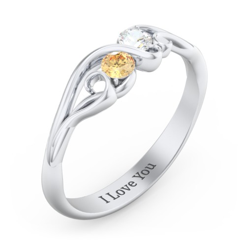 Swirl of Style Birthstone Ring – Sterling Silver with Citrine and Cubic Zirconia