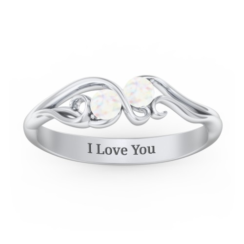 Swirl of Style Birthstone Ring – Sterling Silver with Opal