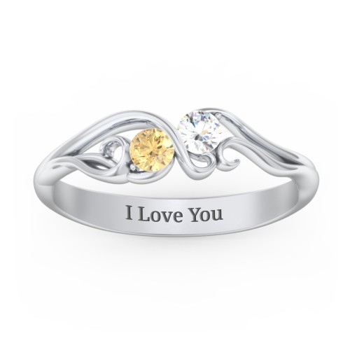 Swirl of Style Birthstone Ring – Sterling Silver with Citrine and Cubic Zirconia
