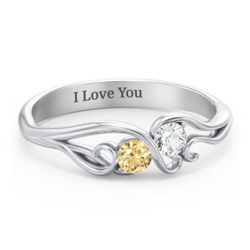 Swirl of Style Birthstone Ring – Sterling Silver with Citrine and Cubic Zirconia