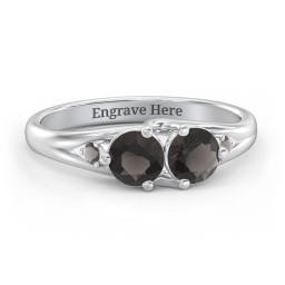 Darling Duo Double Gemstone Ring in 925 Sterling Silver with Smokey Quartz