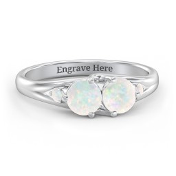 Darling Duo Double Gemstone Ring in 925 Sterling Silver with Opal