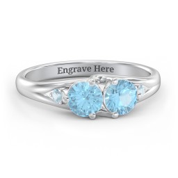 Darling Duo Double Gemstone Ring in 925 Sterling Silver with Blue Topaz