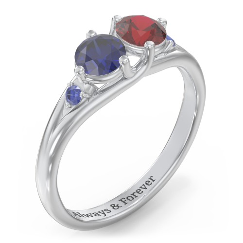 Darling Duo Double Gemstone Ring – Sterling Silver with Blue Sapphire and Garnet