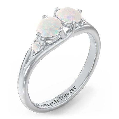 Darling Duo Double Gemstone Ring – Sterling Silver with Opal