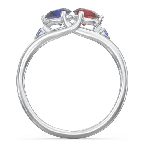 Darling Duo Double Gemstone Ring – Sterling Silver with Blue Sapphire and Garnet