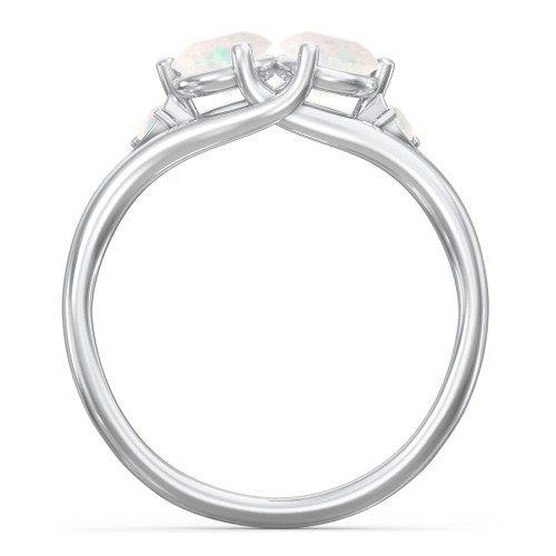 Darling Duo Double Gemstone Ring – Sterling Silver with Opal