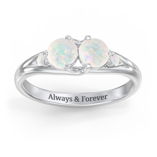 Darling Duo Double Gemstone Ring – Sterling Silver with Opal