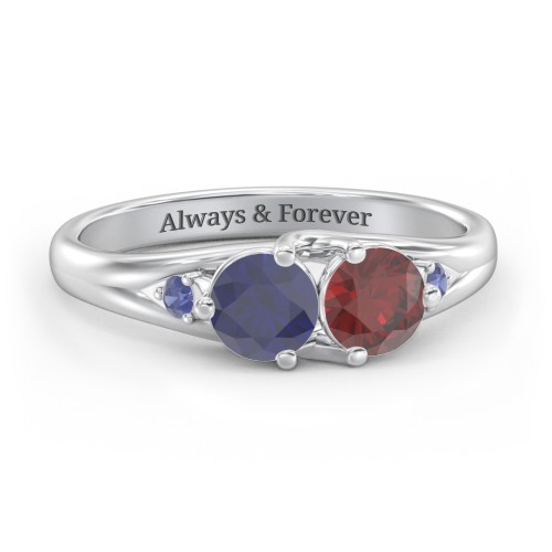 Darling Duo Double Gemstone Ring – Sterling Silver with Blue Sapphire and Garnet