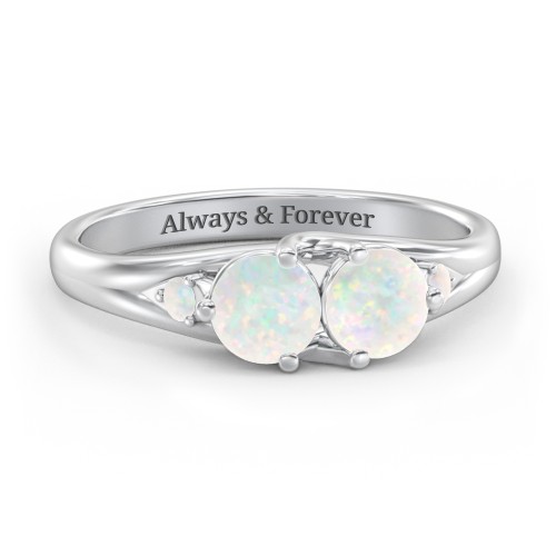 Darling Duo Double Gemstone Ring – Sterling Silver with Opal