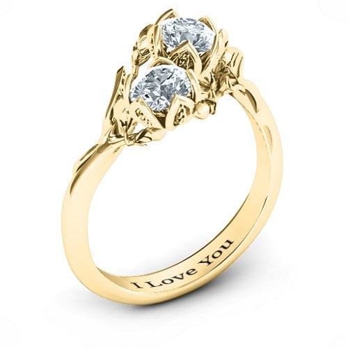 Be-leaf In Love Double Gemstone Floral Ring