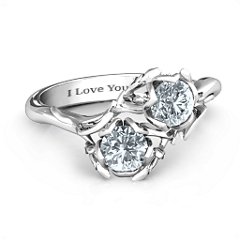 Be-leaf In Love Double Gemstone Floral Ring – Sterling Silver with Cubic Zirconia