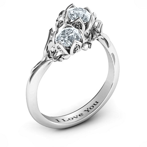 Be-leaf In Love Double Gemstone Floral Ring – Sterling Silver with Cubic Zirconia