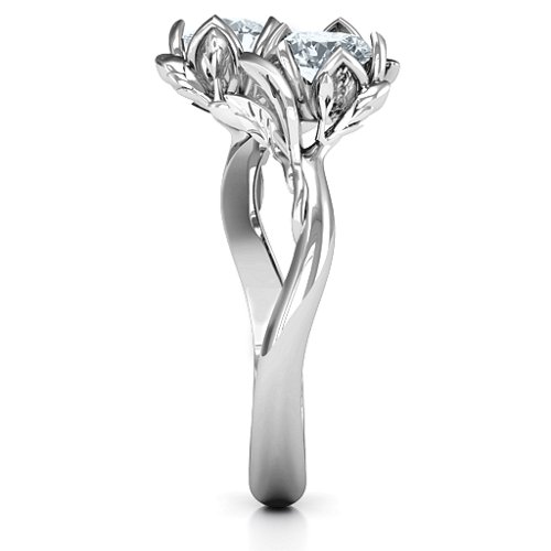 Be-leaf In Love Double Gemstone Floral Ring – Sterling Silver with Cubic Zirconia