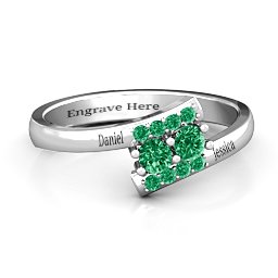 Must Be Love Two Stone Ring in 925 Sterling Silver with Emerald and Green Premium Zirconia